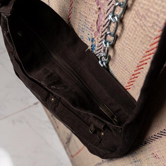 Reworked brown upcycled carhartt tote bag / crossbody bag - Picture 4 of 7